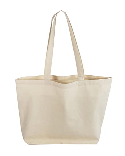 Large Size Economical Canvas Tote Bags with Long Handles - 12 Pack (19 x 15 x 5) (Natural)