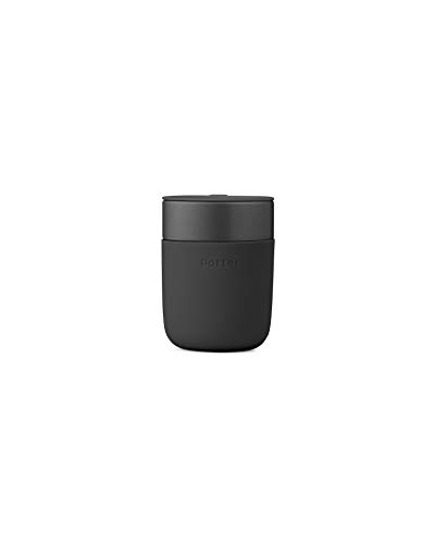 W&P Porter Travel Coffee Mug with Protective Silicone Sleeve | 12 Ounce Charcoal | Reusable Cup for Coffee or Tea | Portable Ceramic Mug with BPA-Free Press-Fit Lid | Dishwasher Safe | On-the-Go