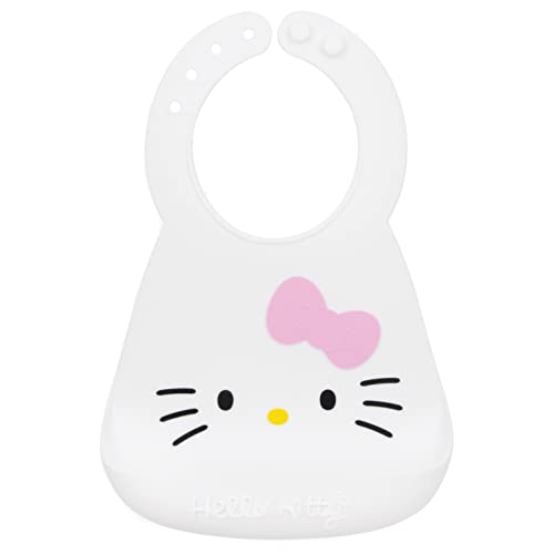Bumkins Bibs, Silicone Pocket for Babies, Baby Bib for Girl or Boy, for 6-24 Months Up to Toddler, Essential Must Have for Eating, Feeding, Baby Led Weaning Supplies, Mess Saving, Sanrio Hello Kitty