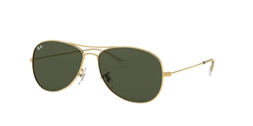 Ray-Ban Men's RB3362 Cockpit Aviator Sunglasses, Gold/G-15 Green, 59 mm