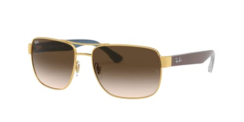 Ray-Ban Men's RB3530 Square Sunglasses, Gold/Brown Gradient Dark Brown, 58 mm + 1