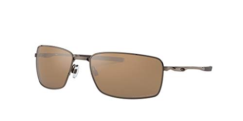 Oakley Men's OO4075 Square Wire Rectangular Sunglasses, Gunmetal/Tungsten Iridium Polarized, 60 mm