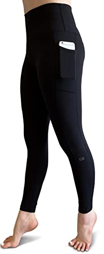 SB SOX Women's High Waisted Yoga Pants/Leggings with Pockets (7/8 Length) (Black, Large)