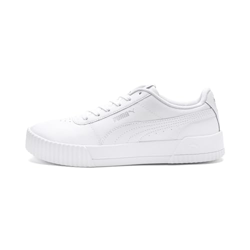 PUMA Women's CARINA L Sneaker, Puma White-Puma White-Puma Silver, 8