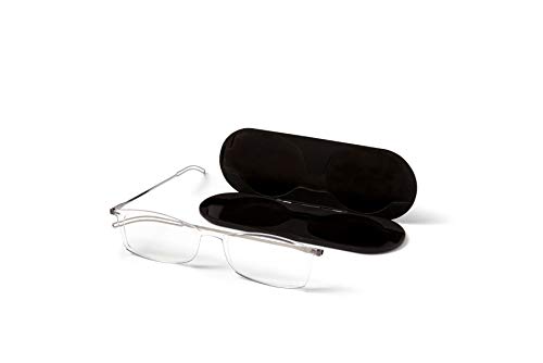 ThinOptics Unisex Adult Milano Aluminum Case + Frontpage Brooklyn Reading Glasses, Regular Case / Rectangle Clear, 1.50 US