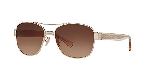 Coach HC7064 Sunglasses, Light Gold/Brown Gradient, 56 mm