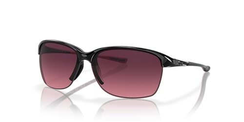 Oakley Women's OO9191 Unstoppable Rectangular Sunglasses, Polished Black/Rose Gradient Polarized, 65 mm