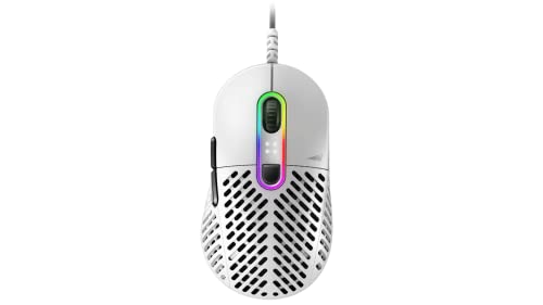 Mountain Makalu 67 RGB Gaming Mouse with Unique Patented Lightweight Rib Design Construction, PixArt PAW3370 Sensor and 100% PTFE Mouse Feet (White)