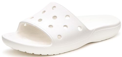 Crocs Unisex Classic Slide Sandals, White, 6 Men/8 Women