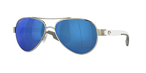 Costa Del Mar Women's Loreto Polarized Aviator Sunglasses, Palladium/Grey Blue Mirrored Polarized-580P, 56 mm