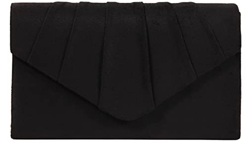 BBjinronjy Clutch Purses for Women Evening Bag Women's with Detachable Chain Wedding Prom Faux Suede (Black-Suede)