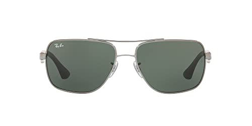 Ray-Ban Men's RB3483 Metal Square Sunglasses, Gunmetal/Green, 60 mm
