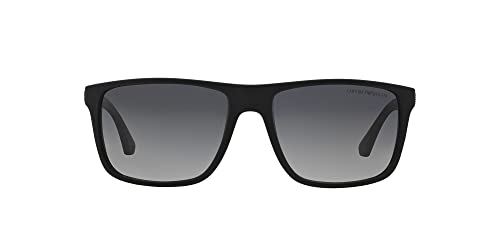 Emporio Armani Men's EA4033 Square Sunglasses, Rubber Black and Grey/Gradient Grey Polarized, 56 mm