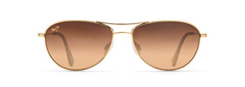 Maui Jim Men's and Women's Baby Beach Polarized Aviator Sunglasses, Gold/HCL Bronze, Small