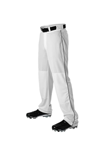 Alleson Athletic Boys Youth Baseball Pants with Braid, White/Black, X-Large