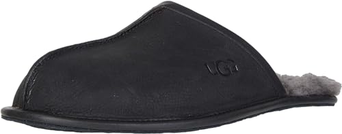 UGG Men's Scuff Slipper, Black Leather, 10