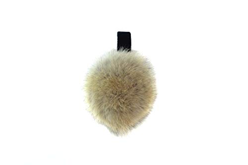 surell Soft Beige Real Coyote Fur Earmuffs with Black Non Adjustable Velvet Head Band - Winter Fashion Ear Warmers - Perfect Elegant Women's Luxury Gift