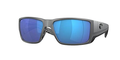 Costa Del Mar Men's Blackfin Pro Polarized Rectangular Sunglasses, Matte Grey/Blue Mirrored Polarized-580G, 60 mm