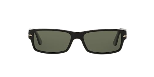 Persol PO2747S Rectangular Sunglasses, Black/Green Polarized, 57 mm