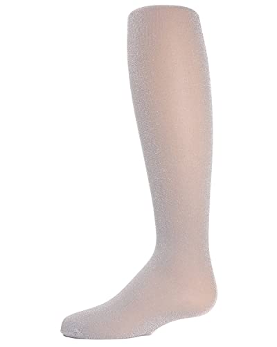 MeMoi Girls Shimmer Tights, 6-8, Silver