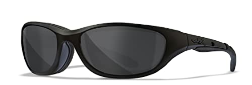 Wiley X Airrage Sunglasses, ANSI Z87 Safety Glasses for Men and Women, UV Eye Protection for Shooting, Fishing, Biking, and Extreme Sports, Black Frames, Smoke Grey Tinted Lenses