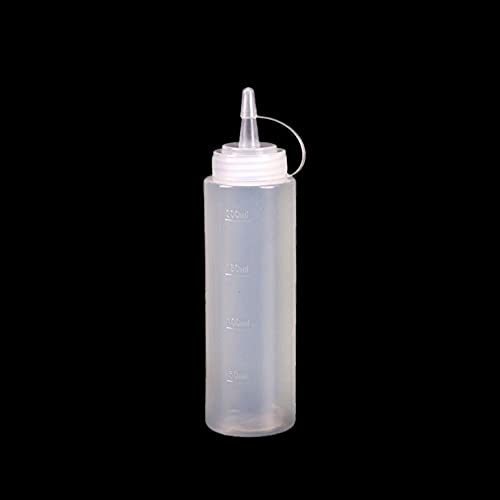 Plastic Squeeze Bottle with Cap, Leak-proof Sauce Bottle Reusable Spice Dispenser Ketchup Storage Bottle Kitchen Gadget(200ml-Single hole,white)