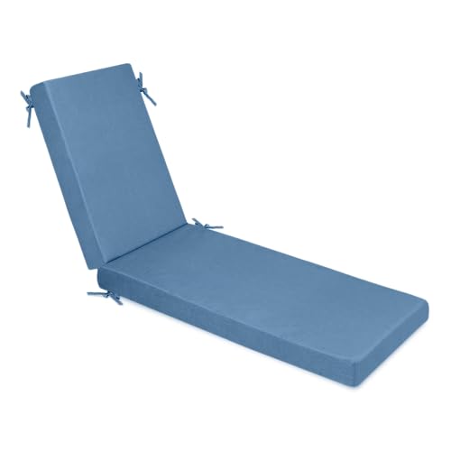 Milliard Memory Foam Outdoor Chaise Lounge Lawn Chair Cushion, with Waterproof and Washable Cover, Blue, 73x21x2.5