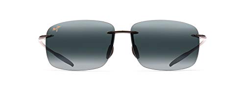 Maui Jim Men's and Women's Breakwall Polarized Rimless Sunglasses, Gloss Black/Neutral Grey, Medium