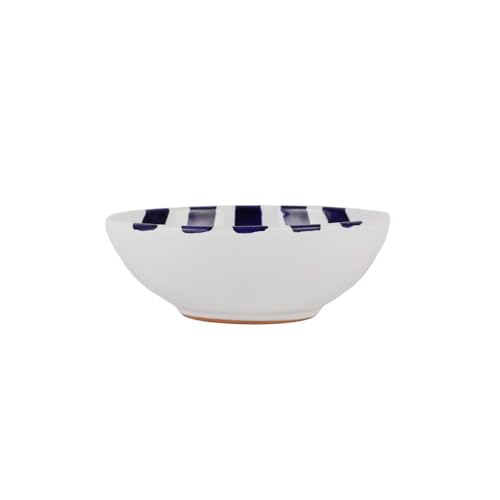 Vietri Amalfitana Cobalt Stripe Soup/Cereal Bowl, 5.5' D Earthenware Dining & Kitchen Oatmeal Dish