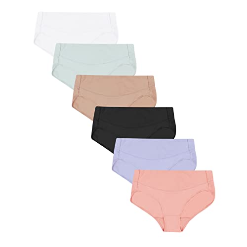 Hanes Women's Panties Pack, Smoothing Microfiber No-Show Underwear, May Vary, Assorted Colors, 6-Pack Hi-Cuts, 8