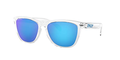 Oakley OO9013 Frogskins Square Sunglasses, Crystal Clear/Prizm Sapphire, 55 mm