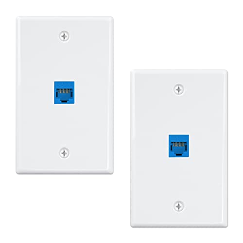 Iwillink (2-Pack) Ethernet Wall Plate, 1-Port Keystone Jack Wall Plate with RJ45 Keystone Inline Coupler insert, Female to Female Cat6 Keystone Jack Wall Plate, Blue