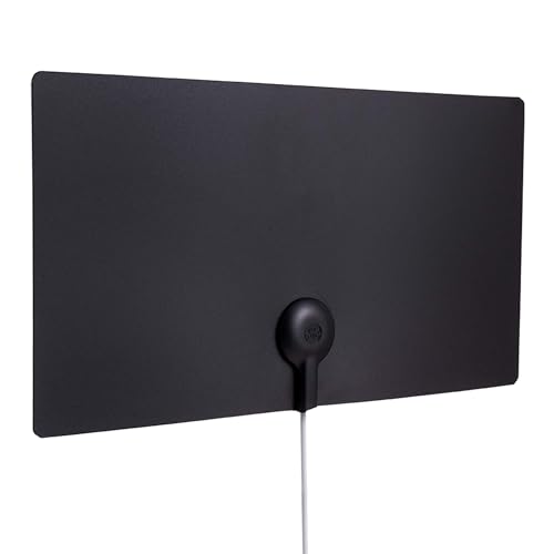 GE Ultra Edge Indoor HD Digital TV Antenna, Long Range Smart TV Antenna, Slim Décor Reversible Black White Design, Supports 4K HD Smart TV VHF UHF, 6ft Coax HDTV Cable, 11264