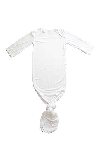 Marlowe & Co Knotted Newborn Baby Gown, Ultra Soft Knotted Sleeper Gown for Baby Boy and Girl (0-3 Months, Cloud White)