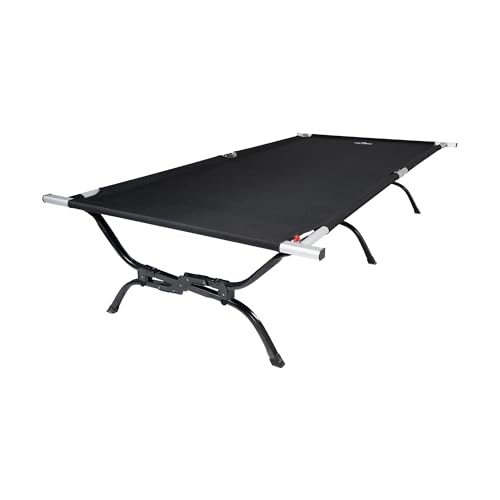 TETON Sports Camping Cot with Patented Pivot Arm - Folding Camping Cot for Car & Tent Camping - Durable Canvas Sleeping Cot - Portable Camping Accessory - 86' x 45' - Outfitter XXL,Black
