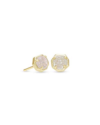 Kendra Scott Nola Stud Earrings for Women, Fashion Jewelry, Gold-Plated, Iridescent Drusy