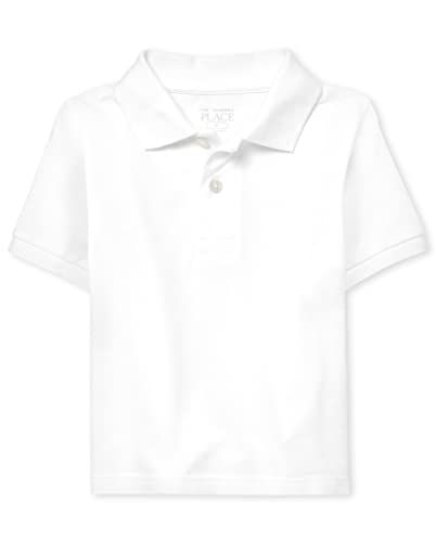 The Children's Place Baby Boys and Toddler Boys Short Sleeve Pique Polo, White, 2T