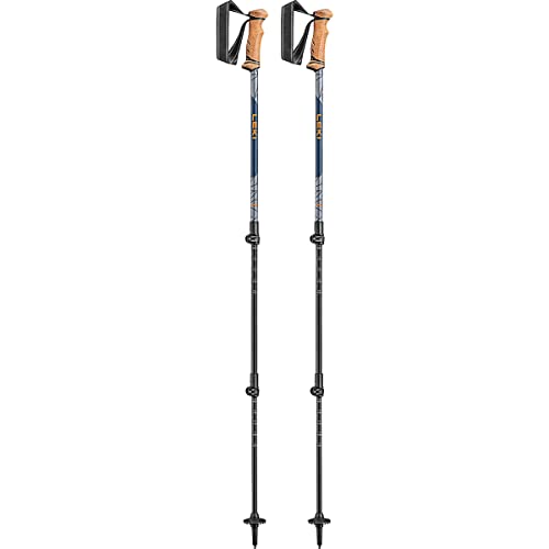 LEKI Legacy Lite Aluminum Adjustable Lightweight Walking Poles for Trekking & Hiking - Orange-Blue-Anthracite - 100-135 cm