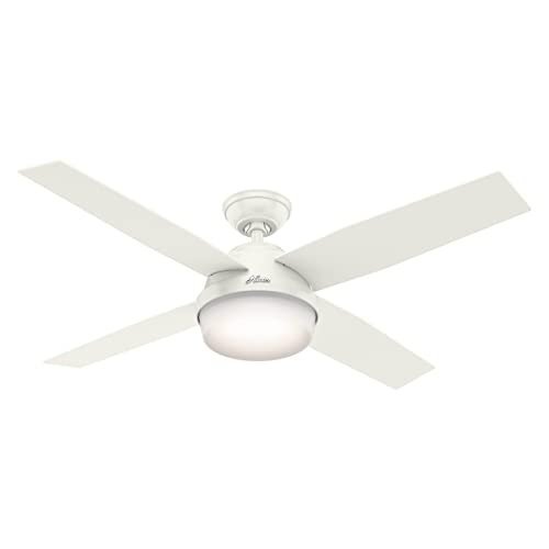 Hunter Fan Company, 59252, 52 inch Dempsey Fresh White Indoor / Outdoor Ceiling Fan with LED Light Kit and Handheld Remote