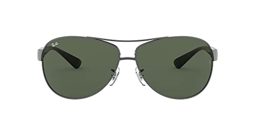 Ray-Ban Men's RB3386 Aviator Sunglasses, Gunmetal/Dark Green, 63 mm