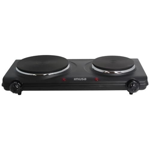 IMUSA Double Electric Hot Plate with Cast Iron Plate for Cooking or Heating, Electric Burner