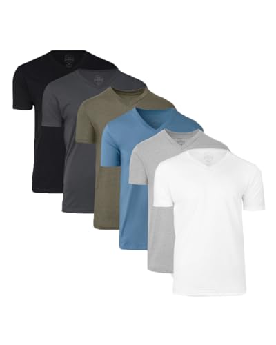 True Classic Tees | Premium Fitted Men's T-Shirt | V Neck | Staple 6-Pack | Large