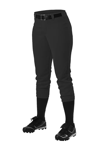 Alleson Athletic Women's Fastpitch/Softball Belt Loop Pant, Black, Medium