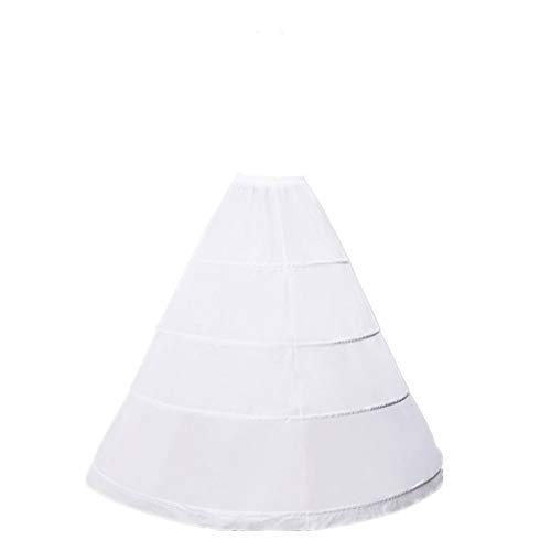 ZLQQ Women's 4-Hoop A-Line Floor Length Wedding Ball Gown Petticoat Underskirt Crinoline, White, Size One Size