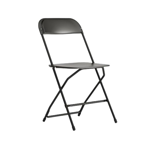 Flash Furniture Hercules Series Plastic Folding Chair - Black - 650LB Weight Capacity Comfortable Event Chair - Lightweight Folding Chair