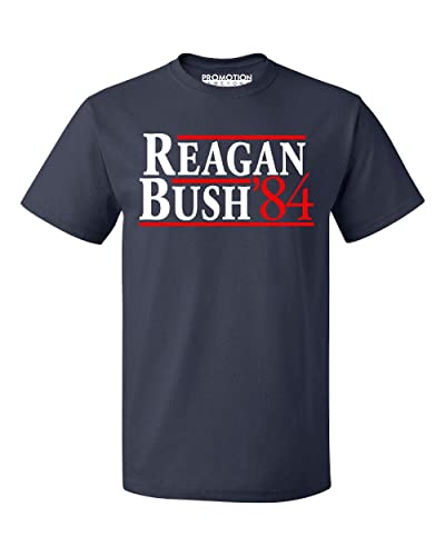 P&B Reagan Bush 84 Vintage Retro Republican Men's T-Shirt, L, Navy