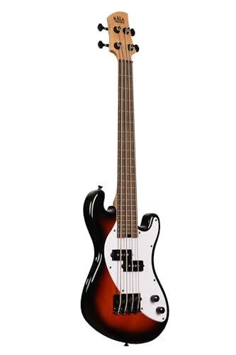 Kala Brand Music Co., 4-String Ukulele, Right, Tobacco Burst, UBASS SB-TB-FL
