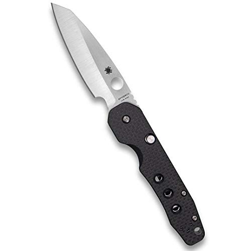 Spyderco Smock Premium Flipper Knife with 3.45' CPM S30V Steel Hollow-Ground Blade and Textured Carbon Fiber G-10 Handle - PlainEdge - C240CFP
