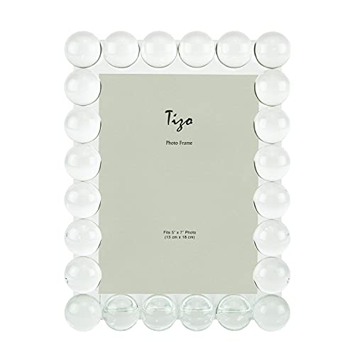 TIZO Design 5x7 Crystal Clear Glass Picture Frame, Boutique Quality Photo Frame (Single Row Bubbles)