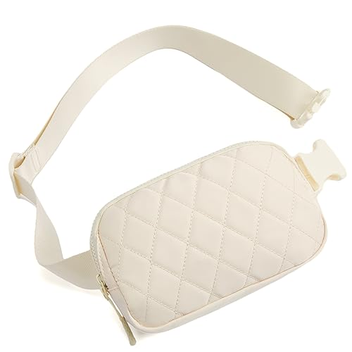 Telena Belt Bag for Women Men Fashionable Crossbody Fanny Pack for Women Waist Bag with Adjustable Strap Beige-Quilted